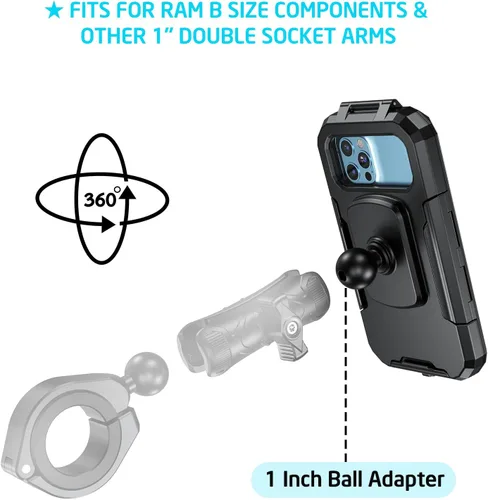 Miniatura 6 de iMESTOU IP66 - Soporte impermeable para teléfono para bicicleta con cabezal de bola de 1 pulgada, adecuado para componentes de tamaño RAM B/brazos