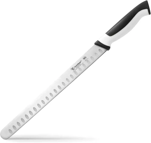 Miniatura 20 de Cuchillo de chef de 8 pulgadas con borde Granton para rebanar jamón y carne de pavo Certificado NSF Hoja de acero inoxidable alemán Mango