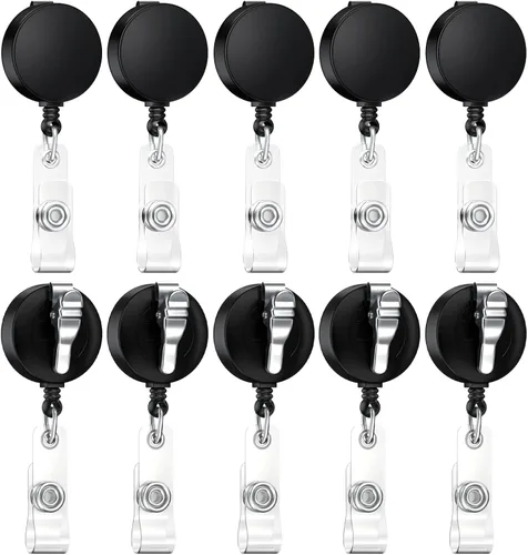 Miniatura 7 de Paquete de 12 carretes retráctiles para insignias, portatarjetas de estudiante, carretes retráctiles con clip de cocodrilo 12 piezas blanco