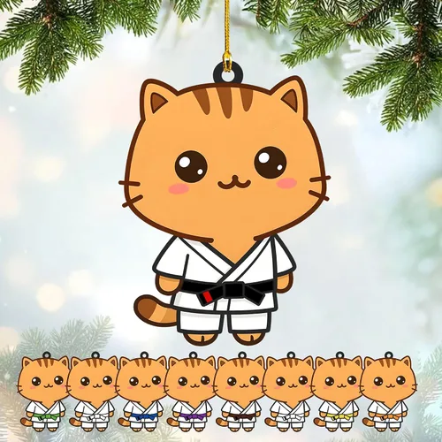 Miniatura 21 de Adorno personalizado de Jiu Jitsu, decoración de árbol de Navidad de artes marciales, regalo de recuerdo navideño BJJ para niños, adolescentes, On63