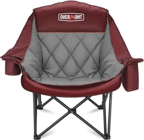 Miniatura 11 de Overmont Silla de camping XL extragrande para adultos - Soporte de 204 kg, silla plegable acolchada de alta resistencia con bolsillo lateral, Azul