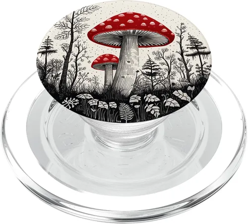 Bosque de hongos del bosque Vintage Sketch – Cottagecore Aesthetic PopSockets MagSafe PopGrip para iPhone