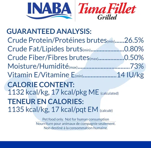 Miniatura 4 de INABA Filete de atún a la parrilla natural de primera calidad para gatos, complemento/complemento con vitamina E y extracto de té verde, 0.52 onzas