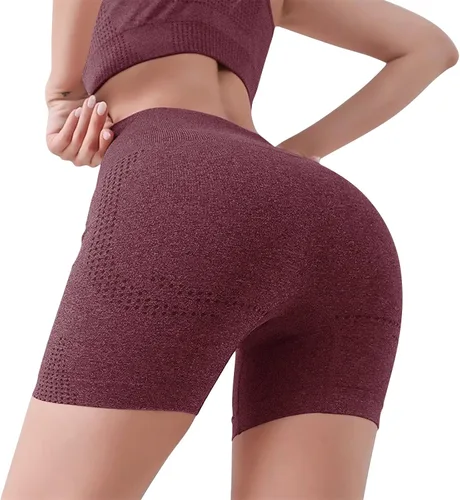 Miniatura 4 de Conjunto deportivo de 3 piezas para mujer, sin costuras, de manga corta, brasier deportivo, cintura alta, pantalones cortos de yoga