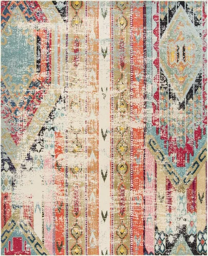 Miniatura 2 de SAFAVIEH colección Monaco MNC222F - Alfombra de 8' x 10', diseño boho chic con detalles tribales y efecto desgastado, no desprende pelusa y de fácil