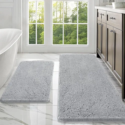 Miniatura 198 de OLANLY Juego de alfombras de baño de 2 piezas, alfombras de baño de chenilla suave y absorbente y alfombra de contorno en forma de U para inodoro
