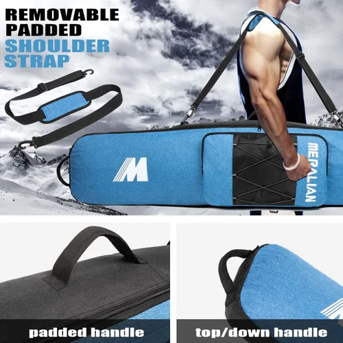 Miniatura 6 de Bolsa de snowboard MERALIAN para viajes aéreos, bolsa de snowboard acolchada para tabla, botas, ropa, casco y equipo, disponible en longitud
