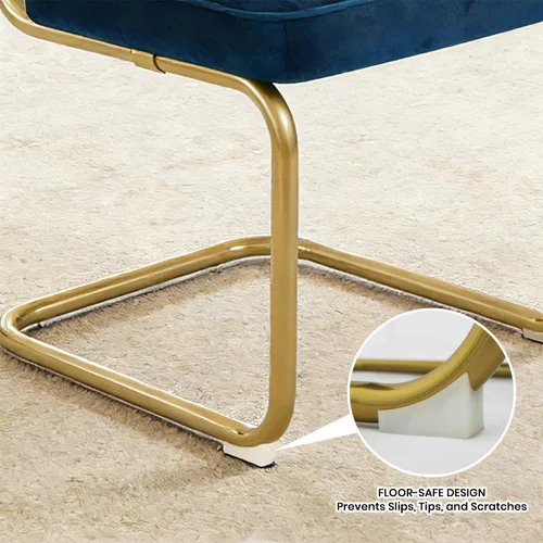 Miniatura 8 de CangLong Juego de 2 sillas de comedor de terciopelo, sillas de comedor de ratán con patas de metal y respaldo de ratán de malla natural, sillas