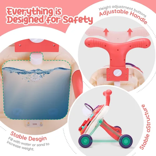 Miniatura 7 de CUTE STONE Andador para bebé para niños y niñas, 2 en 1 Andador de sentarse a pararse con centro de actividades, juguete para caminar de bebé
