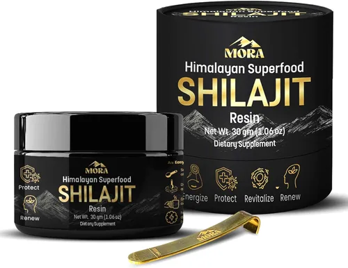 WellBeingMora - Suplemento de resina Shilajit del Himalaya | 75% más de ácido fúlvico y más de 85 minerales traza | Resina de extracto de shilajit