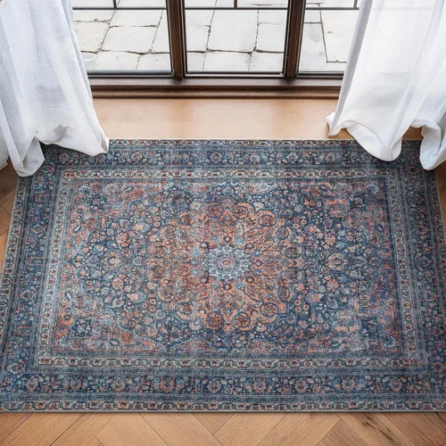 Miniatura 61 de Bloom Rugs - Alfombra lavable, antideslizante, de 1,83 x 2,74 m, color beige/blanco claro con borde tradicional, para sala de estar, dormitorio