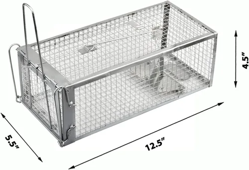 Miniatura 2 de Paquete de 2 trampas para ardillas, trampas para ratones y ratas, para atraparlos vivos, para uso en interiores y exteriores (plateado)