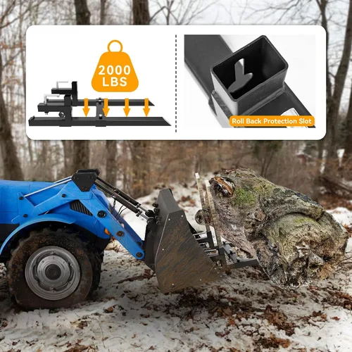 Miniatura 5 de YINTATECH Horquillas de tractor de alta resistencia con abrazadera de 43 pulgadas y 2000 libras con barra estabilizadora ajustable para accesorios