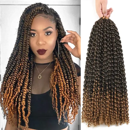Miniatura 17 de Cabello Passion Twist de 18 pulgadas, 1 paquete de cabello Passion Twist de ganchillo, cabello de ganchillo Water Wave (18 pulgadas (paquete de 1)