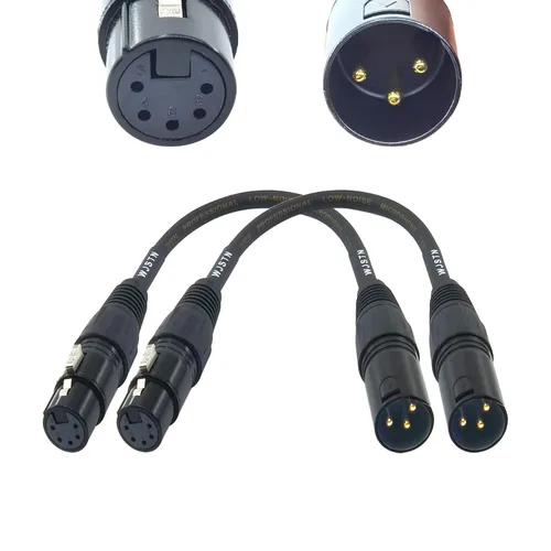 WJSTN Cable adaptador XLR macho a 5 pines XLR hembra DMX DMX para micrófono DMX DMX512 etapa iluminación Turnaround, 8 pulgadas 2 unidades
