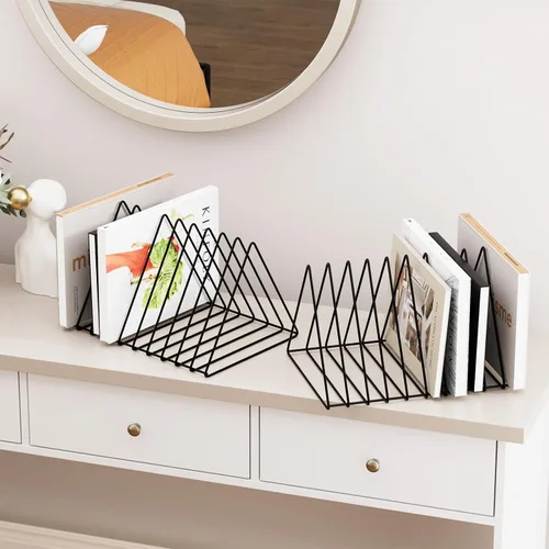 Miniatura 6 de Urban Deco Organizador de escritorio triangular, soporte para revistero de alambre de metal, 10 secciones, organizador de carpetas de archivos
