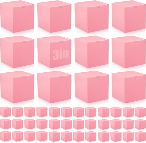 Miniatura 9 de Zhehao - Paquete de 48 cajas de regalo pequeñas de 10,2 x 10,2 x 10,2 cm, cajas de papel kraft cúbicas coloridas al por mayor, con tapas