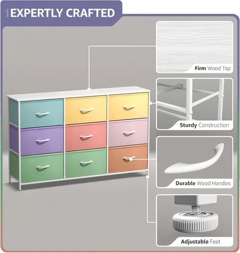 Miniatura 4 de Sorbus Cómoda para niños con 9 cajones - Unidad de almacenamiento organizadora cofre para ropa - Dormitorio, habitación de los niños, guardería