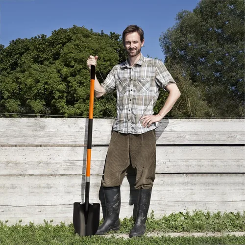 Miniatura 7 de VNIMTI Pala de jardinería resistente, hoja redonda de 56 pulgadas con mango de fibra de vidrio (naranja)