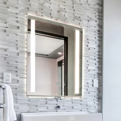 Homewerks 100163 - Espejo de baño LED de 24 x 30 pulgadas, montaje en pared, sin marco, antiniebla, luz regulable, 800 lúmenes, blanco brillante,