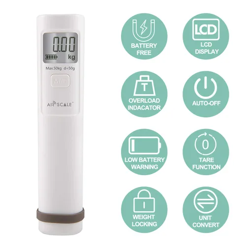Miniatura 3 de AIRSCALE - Báscula de equipaje sin batería sin necesidad de batería báscula de peso de equipaje dinamo 110 libras1102lbs maleta digital de mano