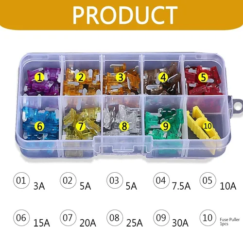 Miniatura 2 de Kit surtido de fusibles estándar 3A 5A 7.5A 10A 15A 20A 25A 30A Mini fusibles de inserción coloridos para automóvil, barco, camión, SUV automotriz