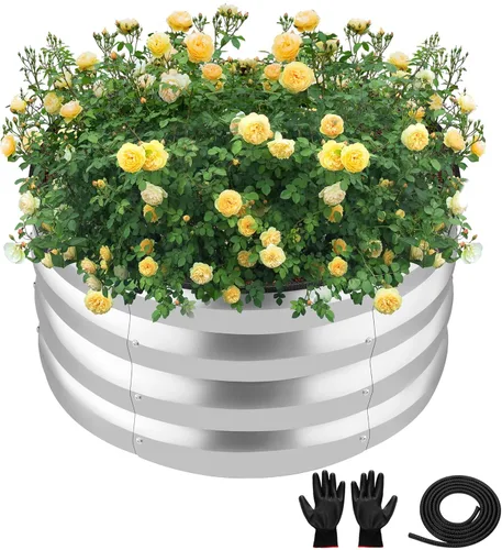 Miniatura 18 de ZXZYHFTY Cama de jardín elevada, caja redonda de acero galvanizado de 0.024 in con parte inferior abierta, cama de jardín elevada de metal