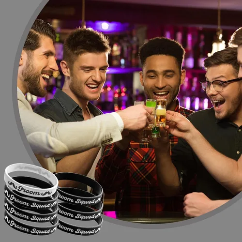 Miniatura 9 de PartyGifts&beyond Pulseras de regalo de despedida de soltero, regalo de propuesta de padrinos de boda, 7 pulseras de silicona para novios de boda