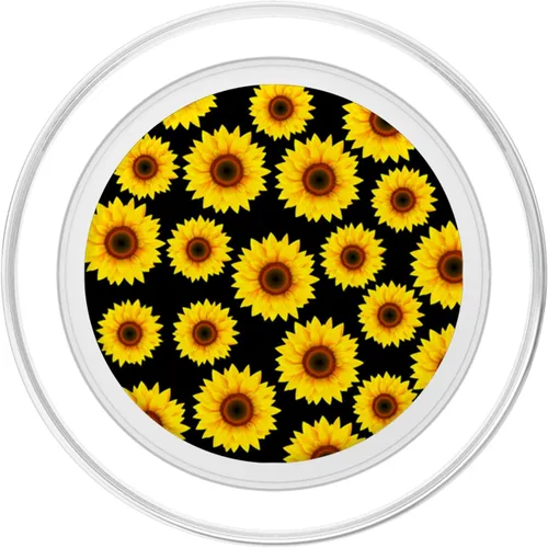 Miniatura 2 de Decoración de girasol amarillo sol flor fondo negro Girasol PopSockets MagSafe PopGrip para iPhone
