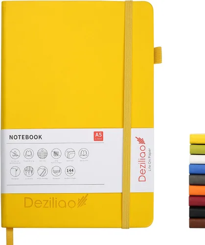 Miniatura 7 de Cuadernos forrados para diario, con lazo para bolígrafo. Cuadernos de tapa dura para trabajo, papel grueso de 100 Gsm con bolsillo