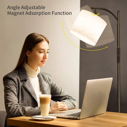 Miniatura 3 de SUNMORY Lámpara de pie de arco, moderna lámpara de pie con control remoto y bombilla regulable continua, lámparas de pie de metal con pantalla Negro