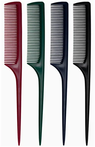 Miniatura 9 de Juego de 4 peines de cola de rata para mujer, peine de peinado de dientes finos con púa, peine antiestático resistente al calor, herramientas
