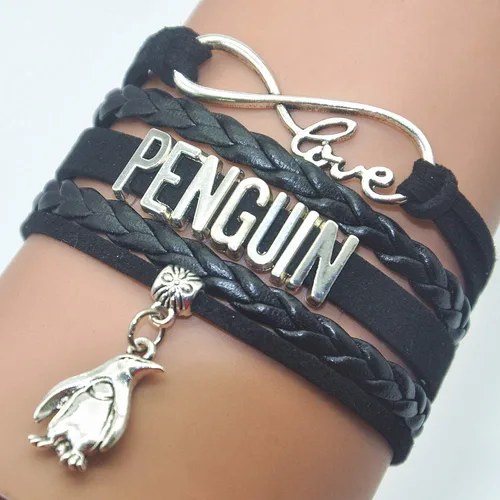 Miniatura 2 de Pulsera de pingüino Pulsera de piel con diseño de pingüino, regalo para mujeres, niñas, hombres, niños más populares con temática de pingüino