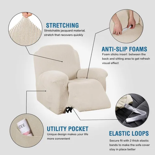 Miniatura 2 de H.VERSAILTEX Funda reclinable superelástica Fundas reclinables para sofá Funda reclinable para silla Forma ajustada Fundas antideslizantes