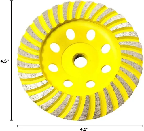 Miniatura 3 de CWD102H Rueda de Copa Diamante de 4.5" - Turbo - Serie Estándar C - 5/8" 11 T - Amarillo