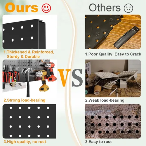 Miniatura 4 de FZK Tablero de clavijas, kit organizador de pared de tablero perforado de metal de 74 piezas. Tablero de clavijas resistente, tableros de clavijas
