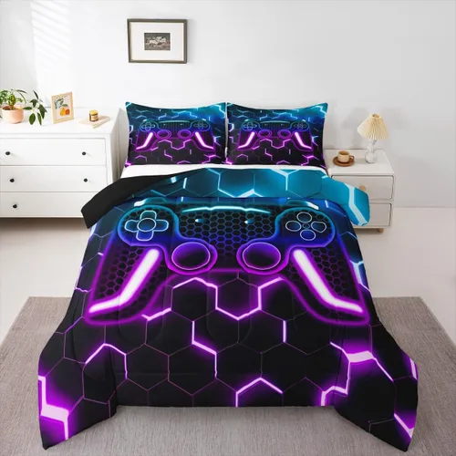 Miniatura 37 de Erosebridal Juego de edredón con estampado de leopardo, tamaño individual para niños, edredón de guepardo occidental, negro y gris, juego de ropa