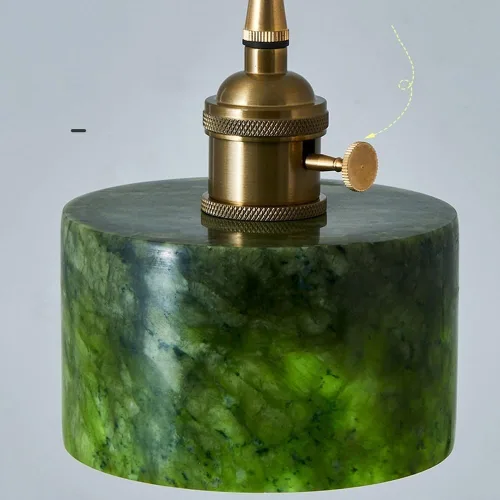 Miniatura 4 de 4.5in Mini Pendant Light Fixtures, Modern Industrial Metal Ceiling Hanging Lighting, Vintage Green Natural Stone Shade Chandelier for Kitchen Island