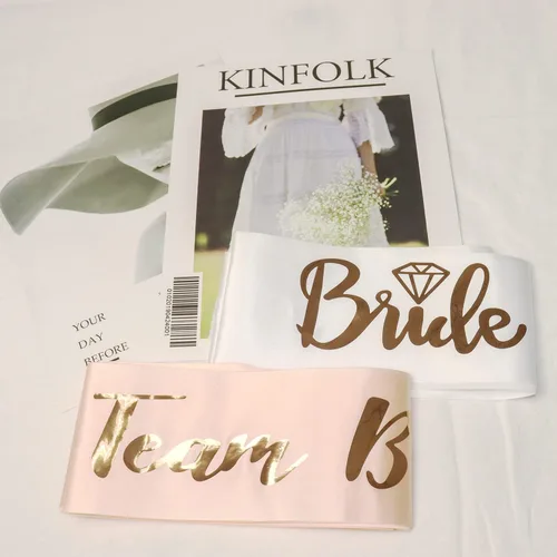 Miniatura 3 de Banda de novia del equipo, 6 bandas de novia del equipo + 1 banda de novia para novias, bandas de damas de honor, bandas de oro rosa, decoración