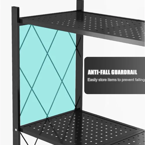 Miniatura 7 de Estantes plegables de almacenamiento con ruedas, organizadores plegables y estante de metal de almacenamiento, estantería para cocina, garaje, 5