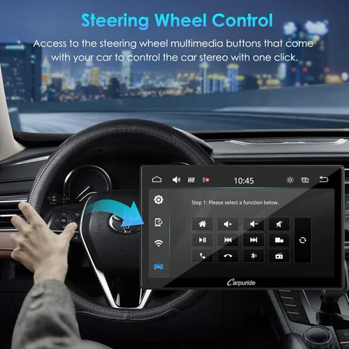 Miniatura 5 de Carpuride Estéreo de auto doble DIN con CarPlay y Android Auto Radio para automóvil de 9 pulgadas, pantalla táctil flotante HD, receptores de audio