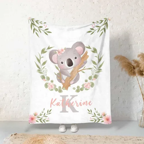 Miniatura 37 de Manta personalizada para niñas con nombre, manta personalizada de perezoso y mariposa, manta de forro polar suave para recién nacidos, baby shower