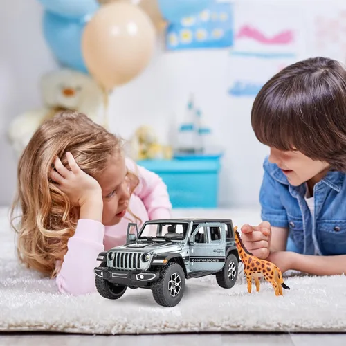 Miniatura 7 de WAKAKAC Compatible con auto de juguete Wrangler de 7 puertas 1/32 fundido a presión con sonido y luz, autos de juguete para niños de 4 a 8 años