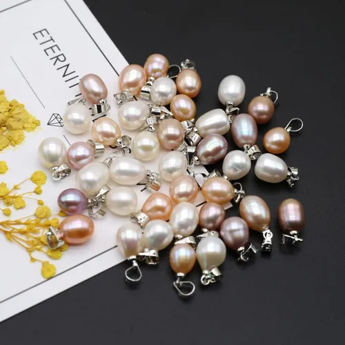 Miniatura 7 de LE SKY 10 colgantes de perlas naturales, forma de arroz, cultivadas AAA, de agua dulce, de color mixto, perlas colgantes para fabricación de joyas