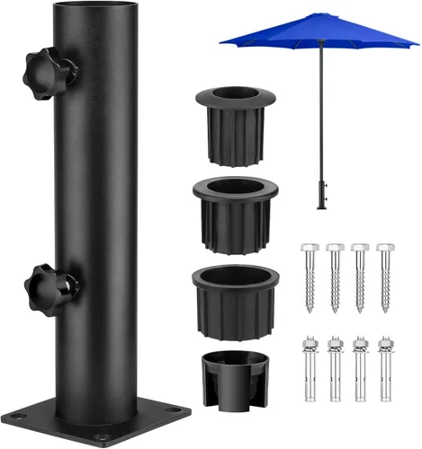 Lalafancy Soporte para sombrilla para exteriores, base de sombrilla de patio de 4 pulgadas, diámetro de Ploe para φ1 1/4 a 1 9/10 pulgadas, soporte