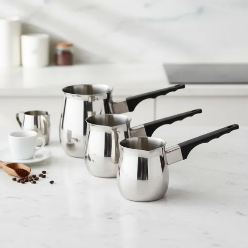 Miniatura 8 de Fino Cafetera Turca de Acero Inoxidable - Calentador Profesional 18/8 para Estufa para Café, Leche, Té, Chocolate Caliente - Deliciosas Bebidas