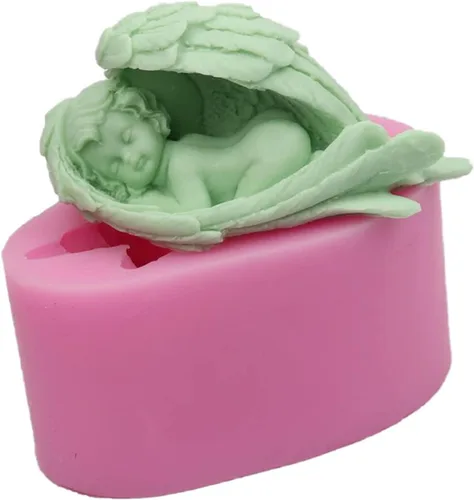 Molde de silicona para velas de ángel durmiente, molde de jabón de silicona Baby Angel para fondant, molde para hornear pasteles de chocolate para