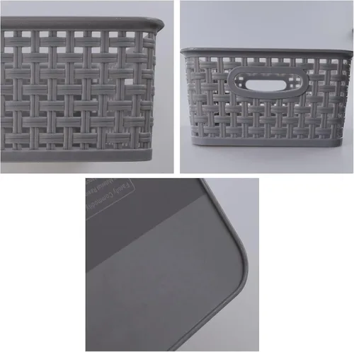 Miniatura 5 de Jekiyo Cesta de almacenamiento de plástico gris, 4 paquetes de contenedores de almacenamiento de despensa