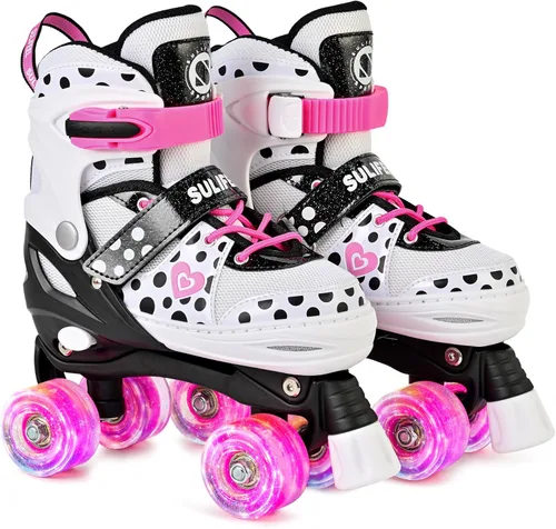 SULIFEEL - Patines ajustables para niños para niños de 3-5, 5-8, 6-12 años con ruedas iluminadas ajustables de 4 tamaños, el mejor regalo para niños