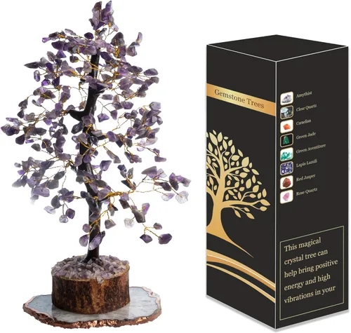 Miniatura 10 de Árbol de la vida de cristal de siete chakras para energía positiva, árbol de feng shui, árbol bonsái, piedras curativas, árbol de dinero, decoración